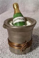 Limoges France Peint Main Champagne Trinket Box