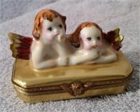 Limoges Rochard Trinket Box Angels in Heaven