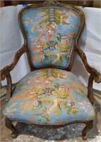Antique Oriental  Upholstered Straight Chair
