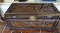 Antique Hand Carved Oriental Wooden Chest