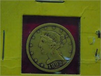 (1) 1892-CC $5 GOLD Liberty Head half eagle