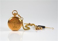 Tiffany 18k gold Swiss pocket watch and chain