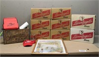 Vintage Leinenkugels Wood Crate & Assorted