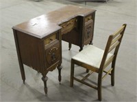 Vintage Desk w/Chair, Approx 43"x18"x30"