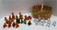 Basket of Glass Duck Figurines