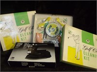 2 VINTAGE GOLF CLEANING KITS, NEW TRAVEL IRON