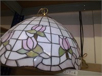 VINTAGE STAINED GLASS HANGING LAMP