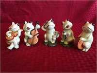 Vintage Musical Frog Figurine Group (5)