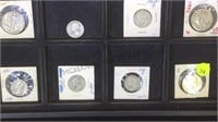 TRAY LOT OF COINAGE, SILVER FIFTY CENT PIECES &