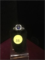 STERLING 1.5 CARAT, BLUE SAPPHIRE RING, SIZE 8