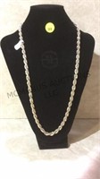 HEAVY STERLING SILVER ROPE CHAIN 28" NECKLACE