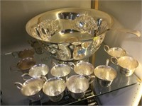 SILVER PLATED WEBSTER WILCOX PUNCHBOWL, CUPS