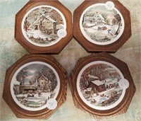 Pictures with winter scenes on tile wood framed