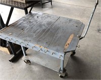 Metal frame wooden top rolling cart