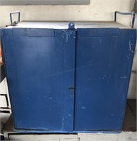 Lockable blue metal cabinet