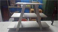 grey wooden display shelf