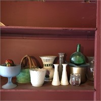 Milk Glass Vase & Other Vases & Asst Items