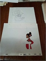 1animation cel, and one drawing from Happily Ever