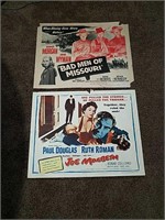 Vintage movie posters badman of Missouri and Joe