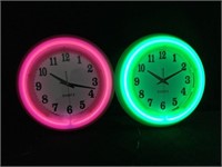 3 Pink 2 Green Neon Wall Clocks