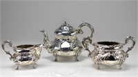 Three piece Victorian Irish silver tea set