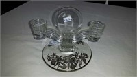 GLASS CANDLE HOLDER 5" SILVER INLAY