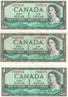 3 CANADIAN 1954 DOLLAR BILLS