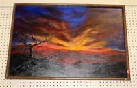 Framed Painting On Canvas "Desert at Night"