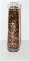 Glass Vase Filled With Coins