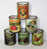 Tin Cans with Vintage vegetable labels lot of 6