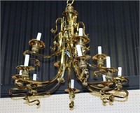 Brass Chandelier With Two Tier