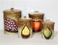 Fruition Hand Painted Canisters (lot of 4)