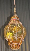 Amber Glass Hanging Light Fixture