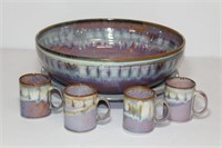 Glazed Pottery Bowl with Under Plate and