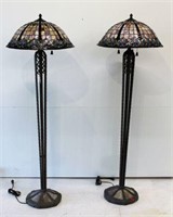 Awesome Leaded Glass Floor Lamps With Metal Base