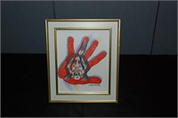 "Red Hand" 12 1/2" x 7 1/4"