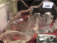 SIGNED WALRUS & SEAL CRYSTAL ORNAMENTS