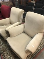 2 X GREY UPH. LATE VICTORIAN ARM CHAIRS