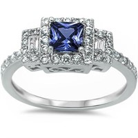 Princess Cut Sapphire Designer Ring
