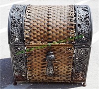 Metal & Wicker Decorative Mini Trunk