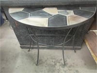 Half-Round Tiled Metal Accent Table