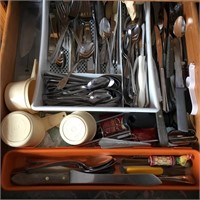 Flatware & Contents of One Kitchen Drawer