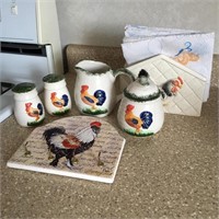 Rooster Themed Trivet & Kitchen Items