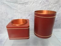 Leather Bound & Copper Office Pencil Holders