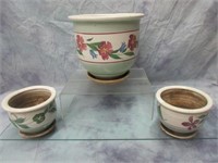 Set of Three Ceramic Garden Pots