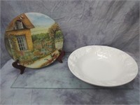 Large Serving Bowl & Pictorial Glass Board