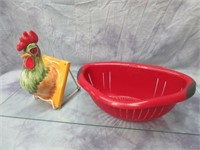 Ceramic Rooster Wall Piece w/ Drainer