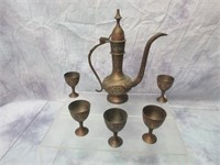 Vintage Turkish Style Coffee Set w/Small Goblets