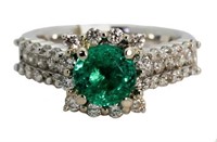14kt Gold 2.11 ct Emerald & Diamond Ring