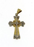 10kt Gold Diamond Encrusted Cross Pendant